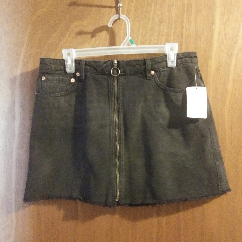 Faded Black Denim Skirt
